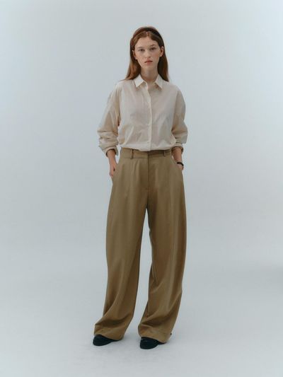 LOVE US U Lace Cotton Shirt (Beige)