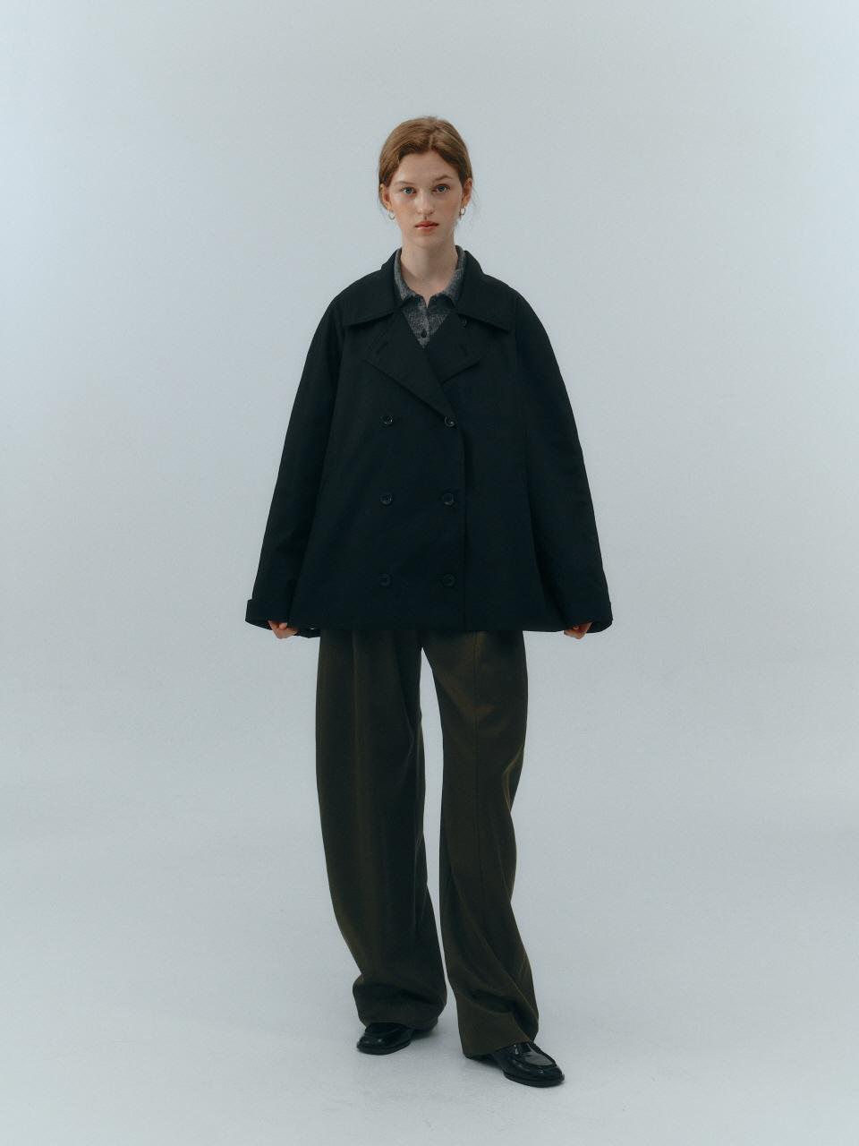 LOVE US U Recycled Double Trench Jacket (Black)