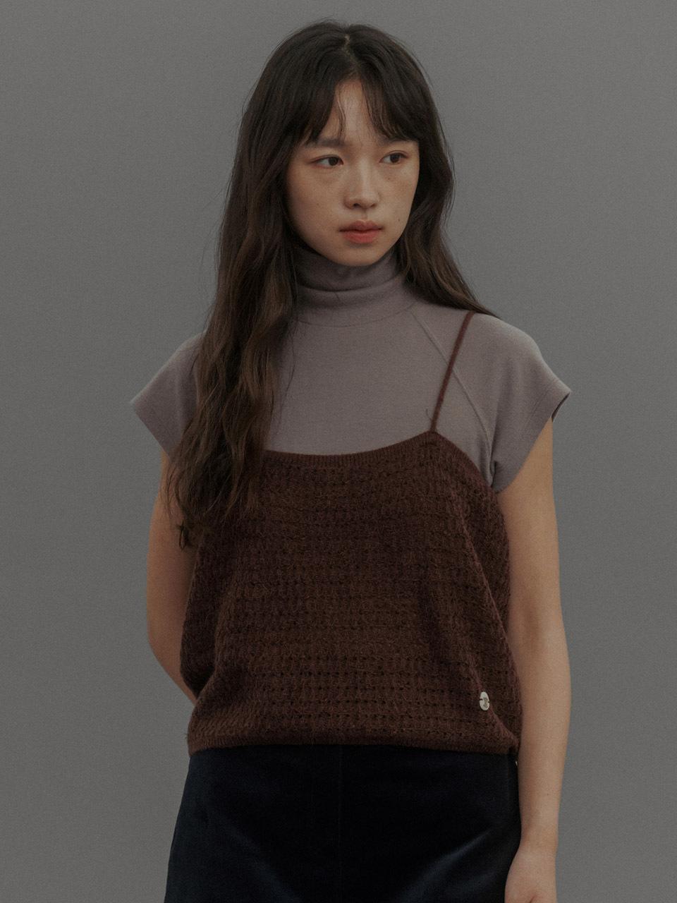 LOVE US U Spangled Bustier Knit Top (Brown)