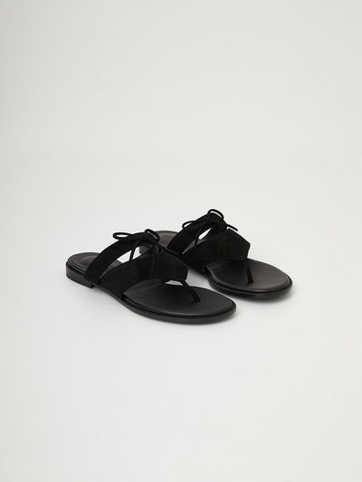 LOVE US U Suede Ribbon Sandal_Black