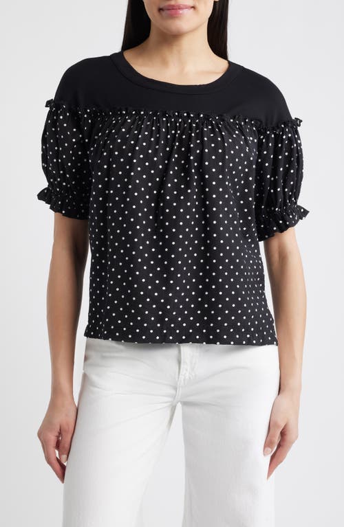 Loveappella Loveappella Contrast Yoke Puff Sleeve Top