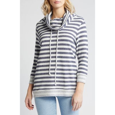 Loveappella Loveappella Cowl Tie Stripe Pullover