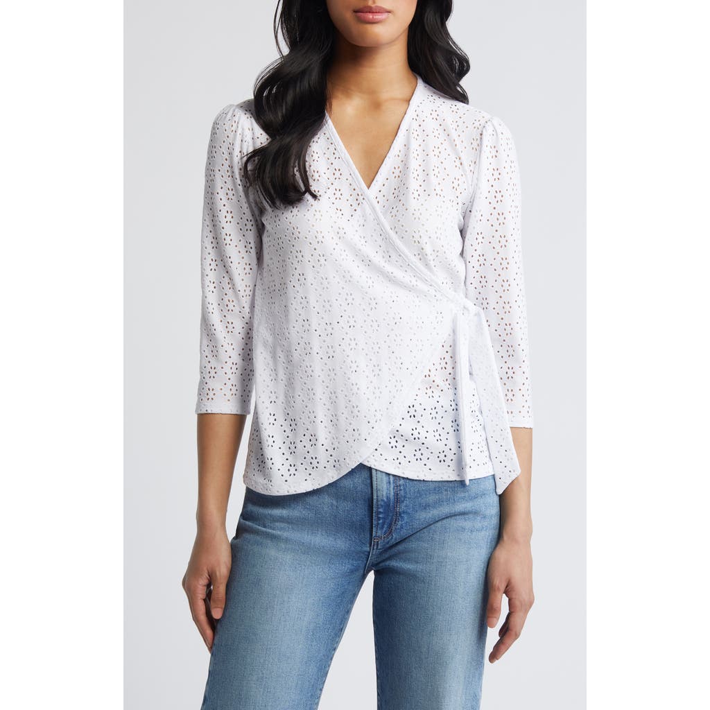 Loveappella Loveappella Eyelet Wrap Top