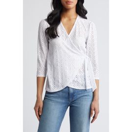 Loveappella Loveappella Eyelet Wrap Top