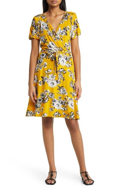 Loveappella Loveappella Floral Faux Wrap Knit Dress