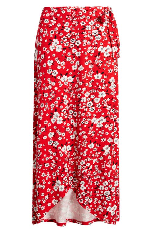 Loveappella Loveappella Floral Faux Wrap Knit Midi Skirt