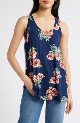 Loveappella Loveappella Floral Knit Swing Tank