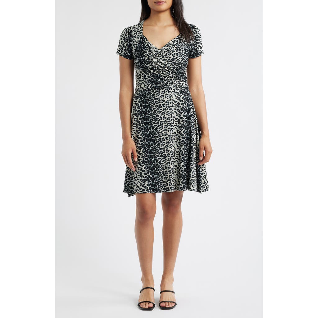 Loveappella Loveappella Leopard Print Surplice Neck Dress