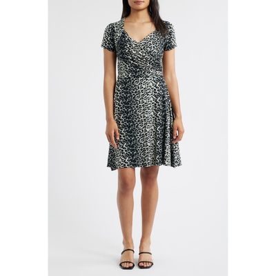 Loveappella Loveappella Leopard Print Surplice Neck Dress