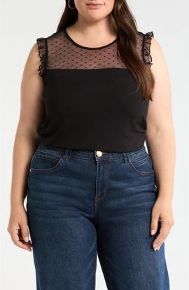 Loveappella Loveappella Mesh Dot Top