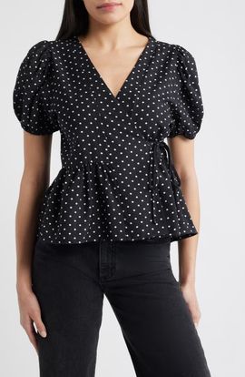 Loveappella Loveappella Polka Dot Wrap Top