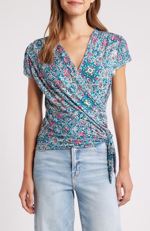Loveappella Loveappella Print Wrap Top