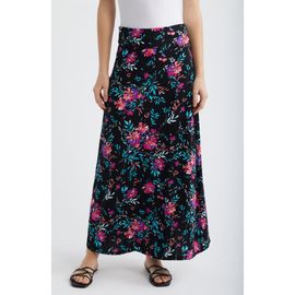 Loveappella Loveappella Roll Top Floral Print Maxi Skirt