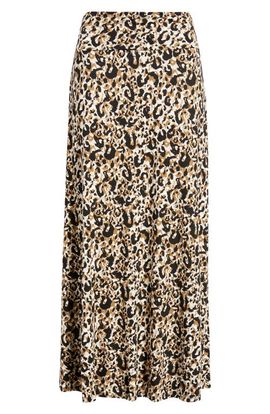 Loveappella Loveappella Roll Top Leopard Print Maxi Skirt