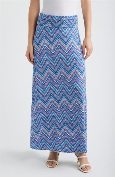 Loveappella Loveappella Roll ZIgzag Floral Print Maxi Skirt