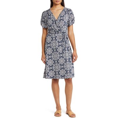 Loveappella Loveappella Short Sleeve Faux Wrap Dress