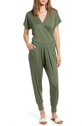 Loveappella Loveappella Short Sleeve Wrap Top Jumpsuit