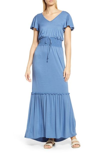 Loveappella Loveappella Smock Waist Knit Maxi Dress
