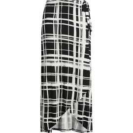Loveappella Loveappella Windowpane Plaid Faux Wrap Knit Skirt