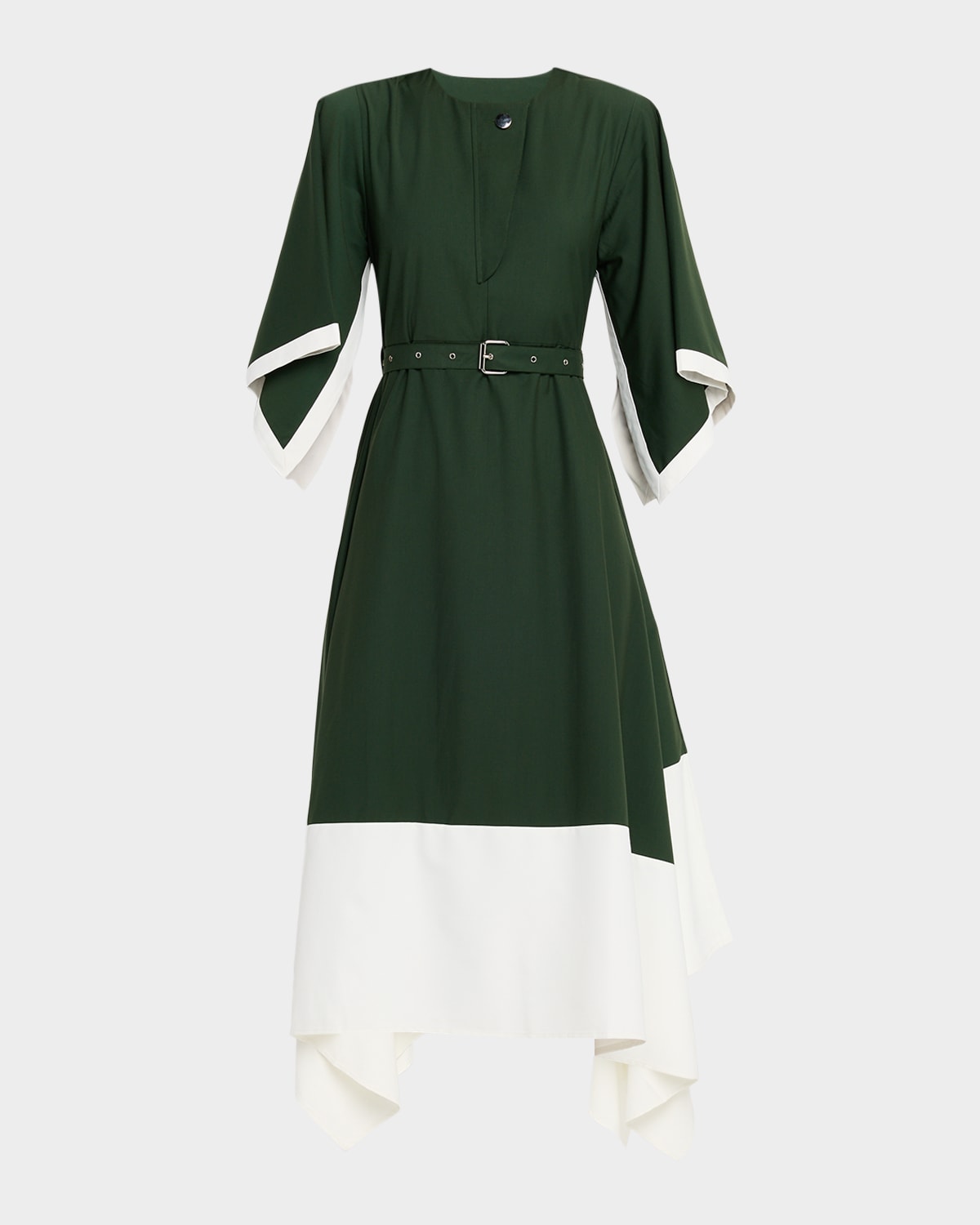 Jade Colorblock LOVEBIRDS - Jade Belted Colorblock Handkerchief Midi Skirt