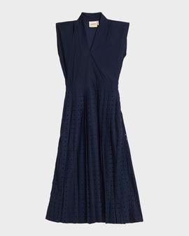 LOVEBIRDS Talis Pleated Cutout Midi Dress