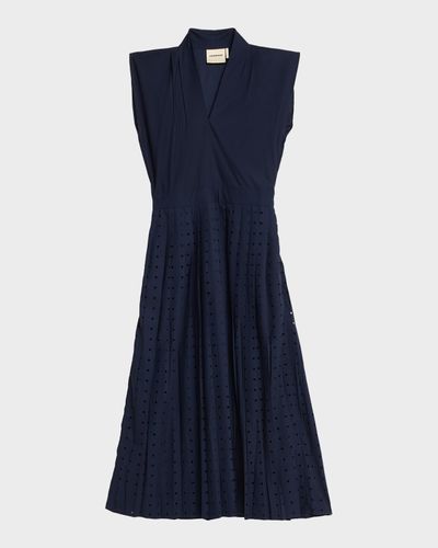 LOVEBIRDS Talis Pleated Cutout Midi Dress
