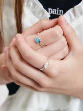 LOVEMBER Silver 925 Bean & Moon Link Ring