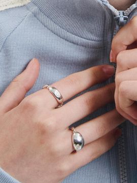 LOVEMBER Silver 925 Dome Link Ring