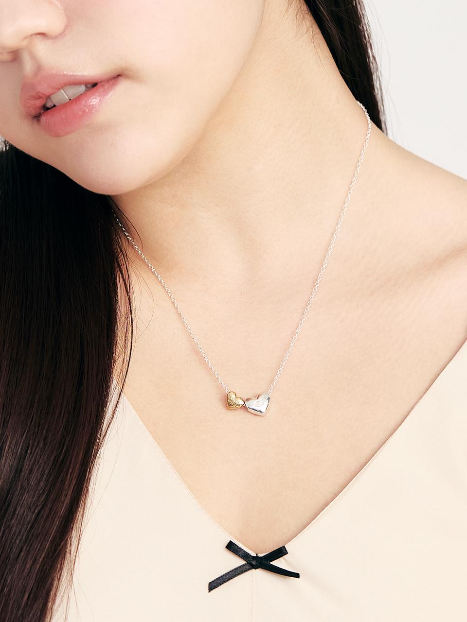 LOVEMBER Silver 925 Double Heart N Necklace