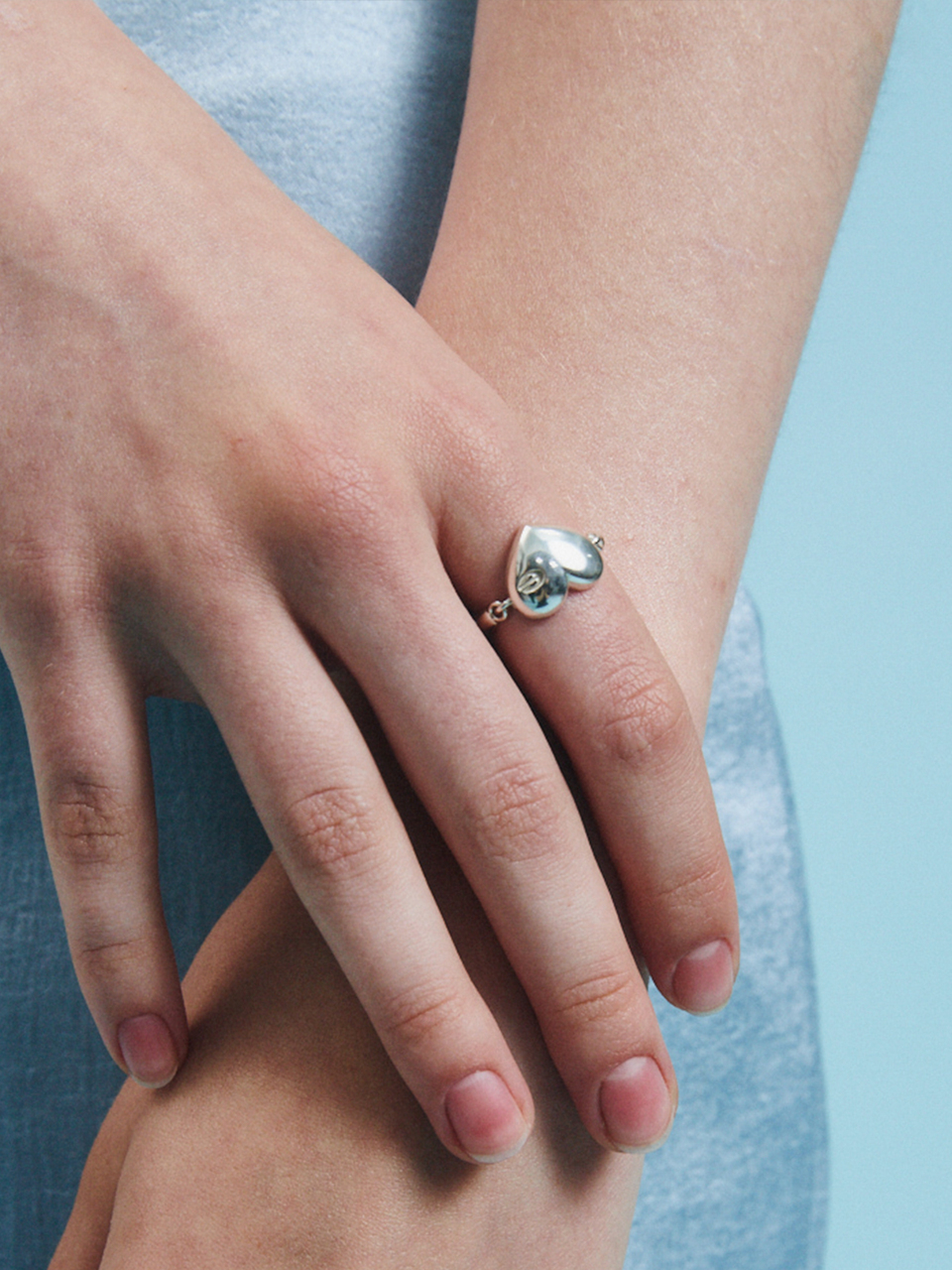LOVEMBER [Silver 925] Heart Dome Link Ring