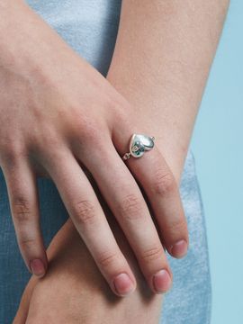 LOVEMBER [Silver 925] Heart Dome Link Ring