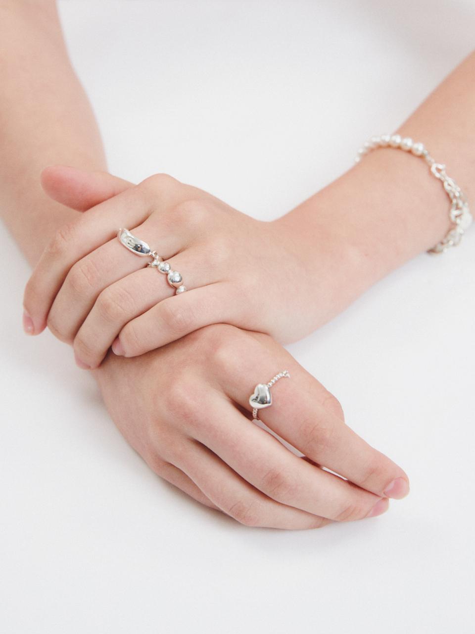 LOVEMBER Silver 925 Heart Link Ring (R)