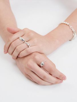 LOVEMBER Silver 925 Heart Link Ring (R)