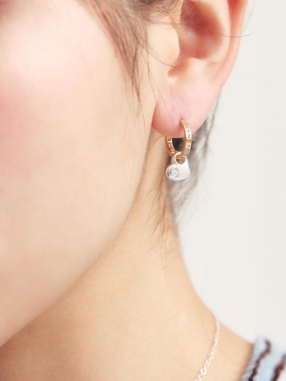 LOVEMBER Silver 925 LOVE Hold Hoops Earrings