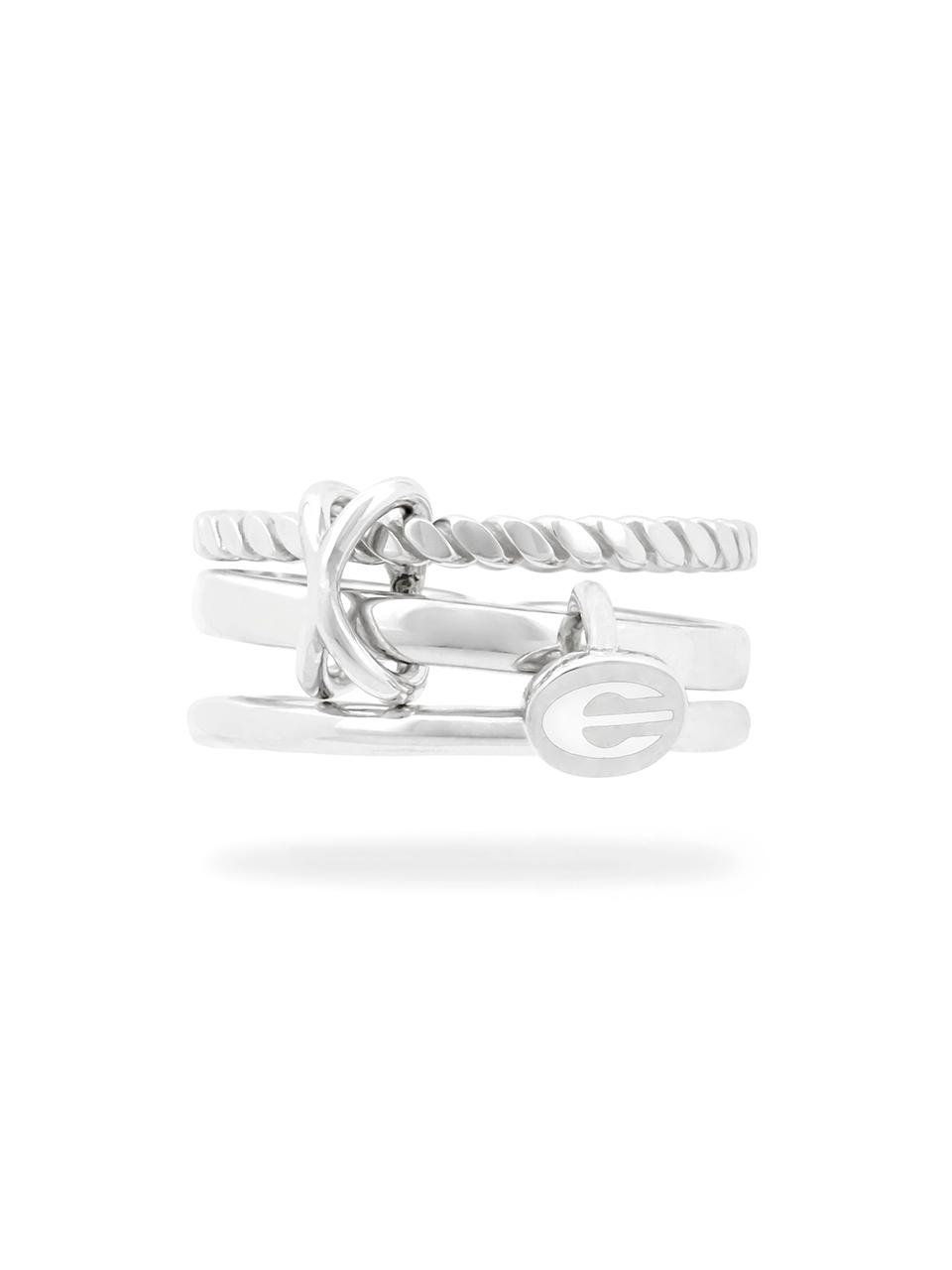 LOVEMBER Silver 925 LVM Link Large Ring [WHITE]