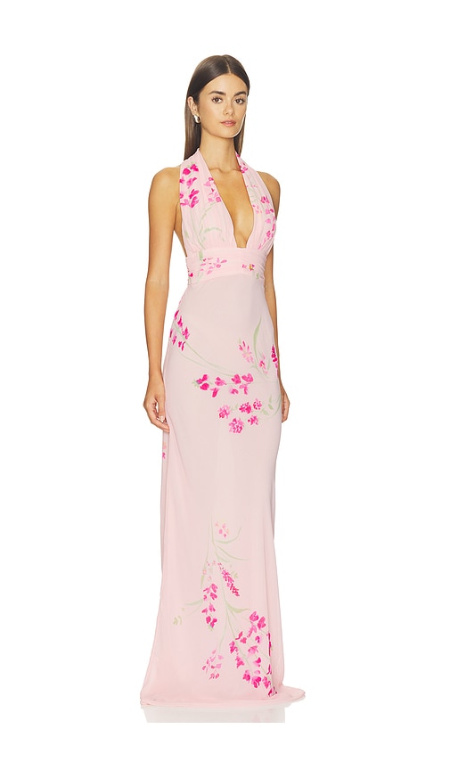 lovers and friends pink floral dress Lovers and Friends Kenzie Gown in Pink Floral Multi