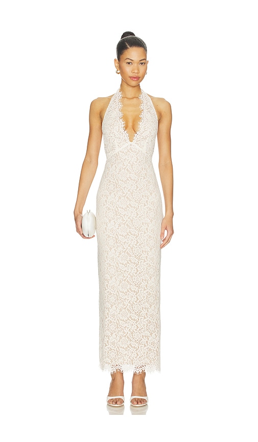 midi white dress with pearls Pearl Midi Dress