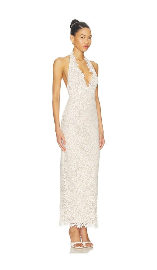 midi lace dress for women L'agence Flyn Lace Midi Dress In Black