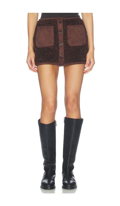 Lovers and Friends Lovers and Friends Ressa Faux Suede & Sherpa Mini Skirt