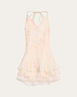 LoveShackFancy Adrinette Floral Tiered Mini Dress