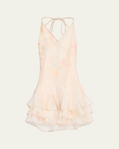 LoveShackFancy Adrinette Floral Tiered Mini Dress