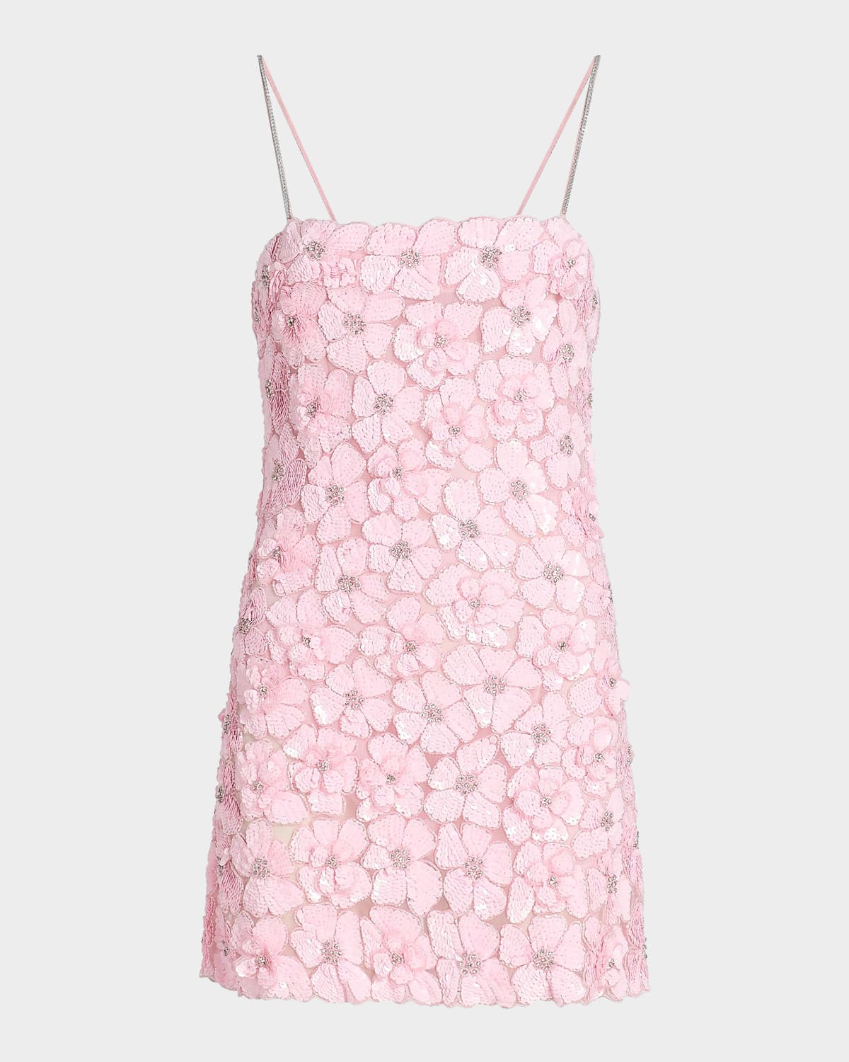 LoveShackFancy Aleria Floral-Sequin A-Line Minidress