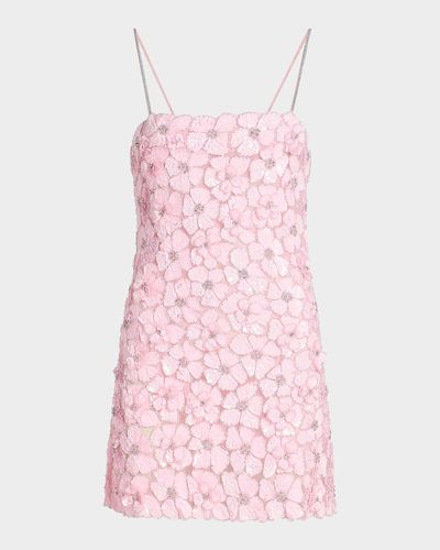 LoveShackFancy Aleria Floral-Sequin A-Line Minidress