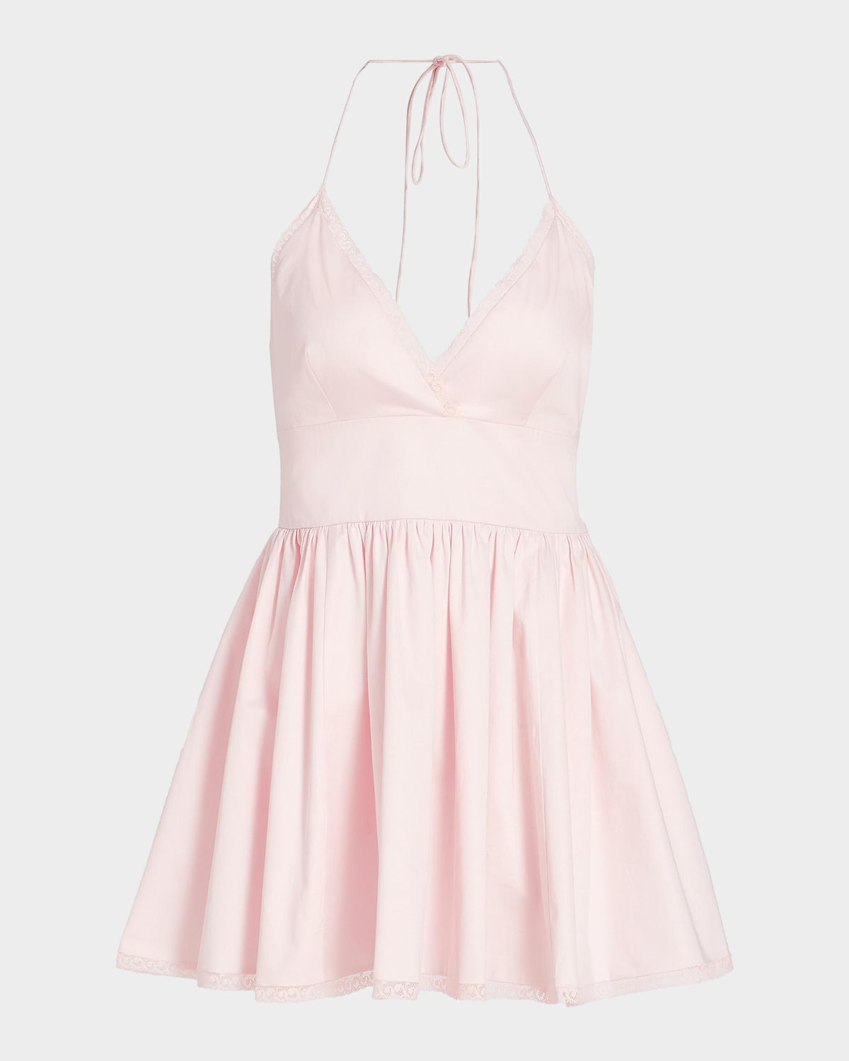LoveShackFancy Arletta Lace-Trim Stretch-Cotton Mini Dress