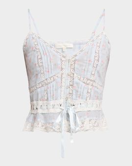 LoveShackFancy Avra Lace-Trim Tank Top