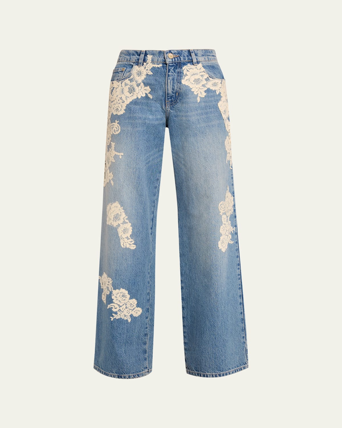 LoveShackFancy - Bambie Lace Applique Jeans