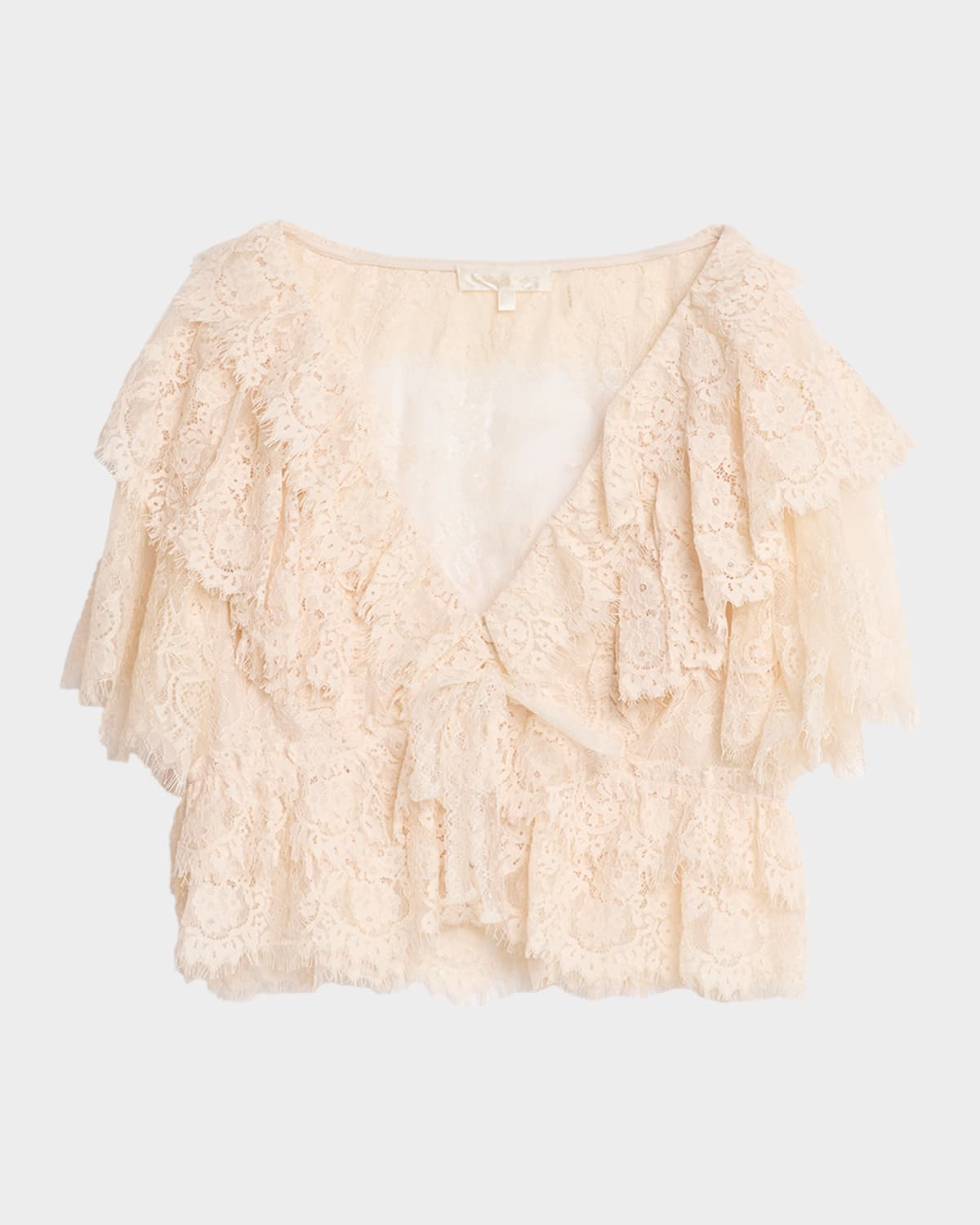 LoveShackFancy Caper Lace Ruffle Crop Top