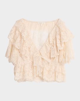 LoveShackFancy Caper Lace Ruffle Crop Top
