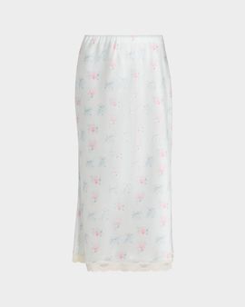 LoveShackFancy Castle Floral Satin Midi Skirt