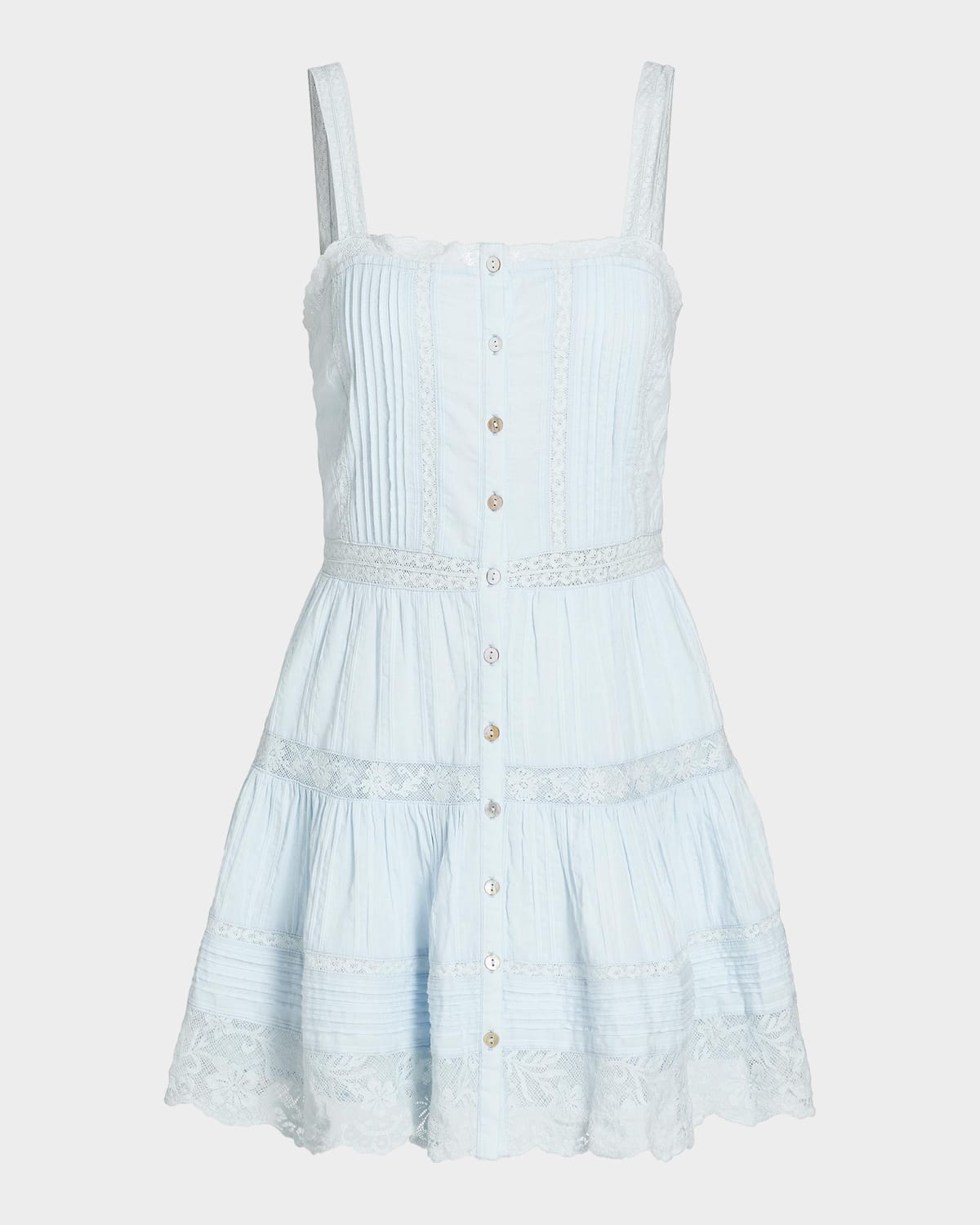 LoveShackFancy Charlize Lace Cotton Tiered Minidress